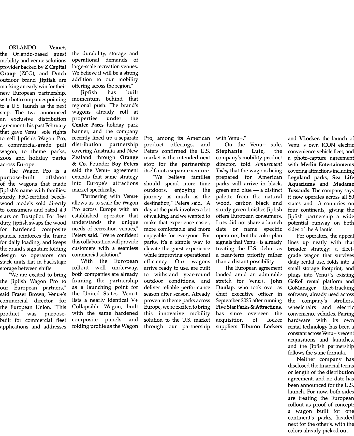 ORLANDO — Venu+, the Orlando based guest mobility and venue solutions provider backed by Z Capital Group (ZCG), and D...