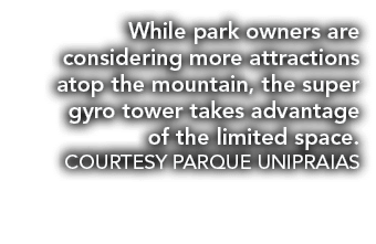 While park owners are considering more attractions atop the mountain, the super gyro tower takes advantage of the lim...